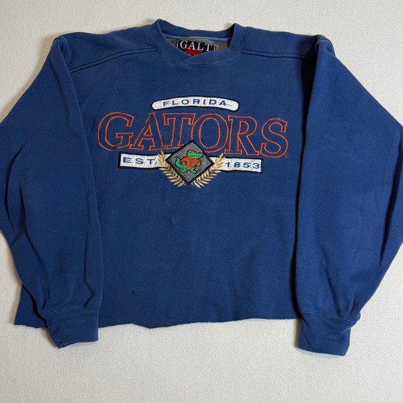 Vintage Galt Sand Florida Gators Cropped Sweatshirt Blue M Medium Embroidered - Picture 1 of 5